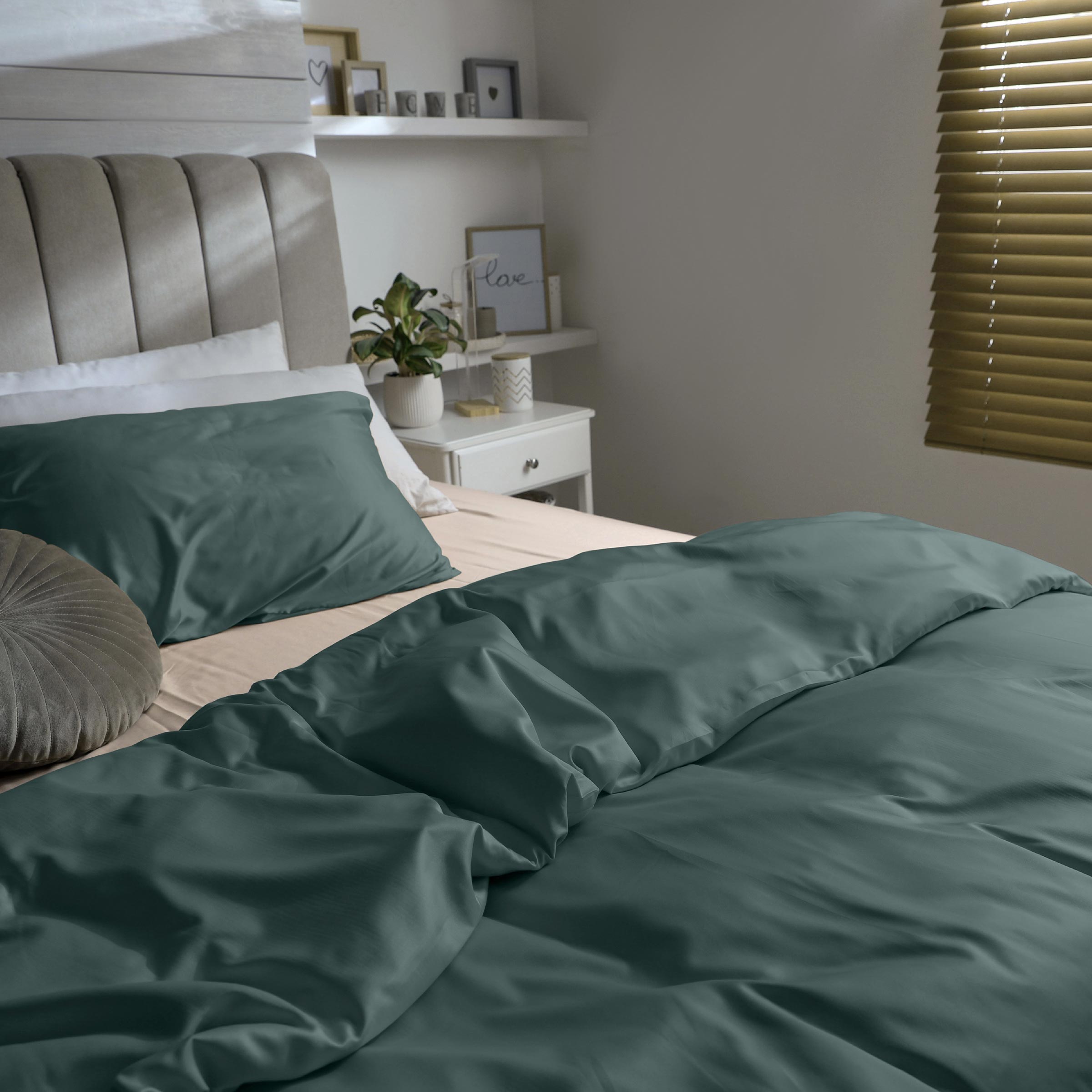 Dommelin Dekbedovertrek Set Satijn 300TC Antiekgroen