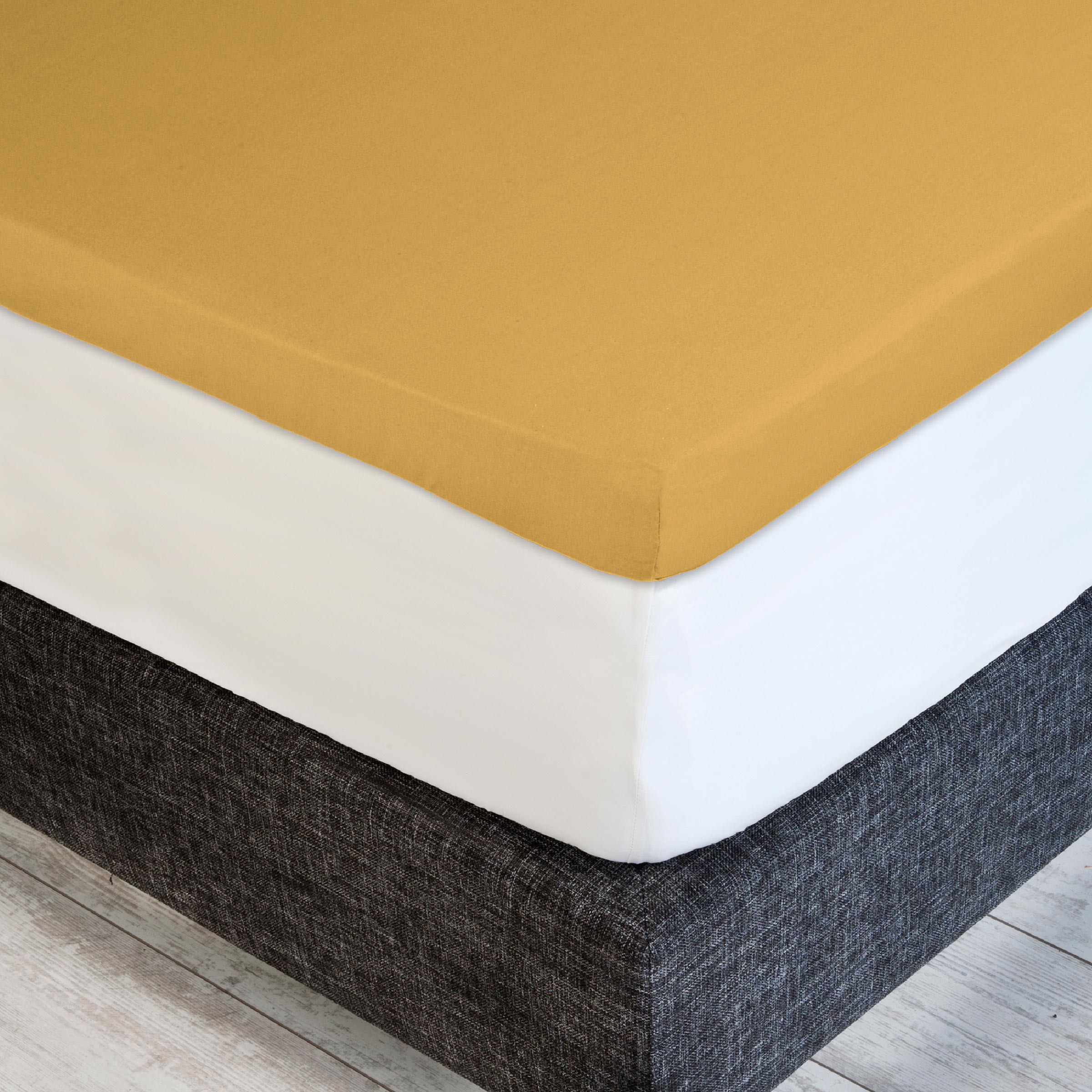 Dommelin Dubbel Split Topper Hoeslaken Satijn 300TC Okergeel