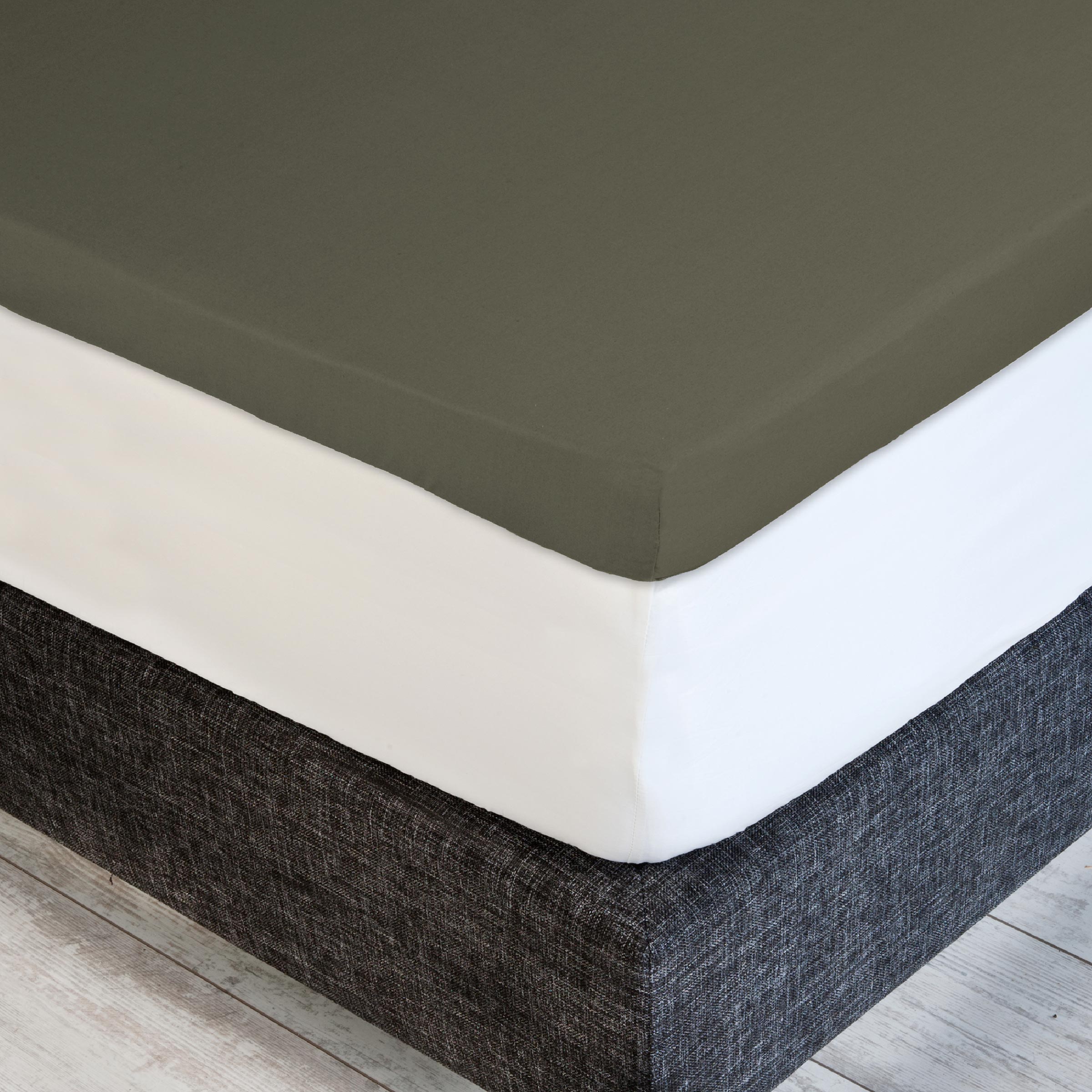 Dommelin Dubbel Split Topper Hoeslaken Satijn 300TC Olijf