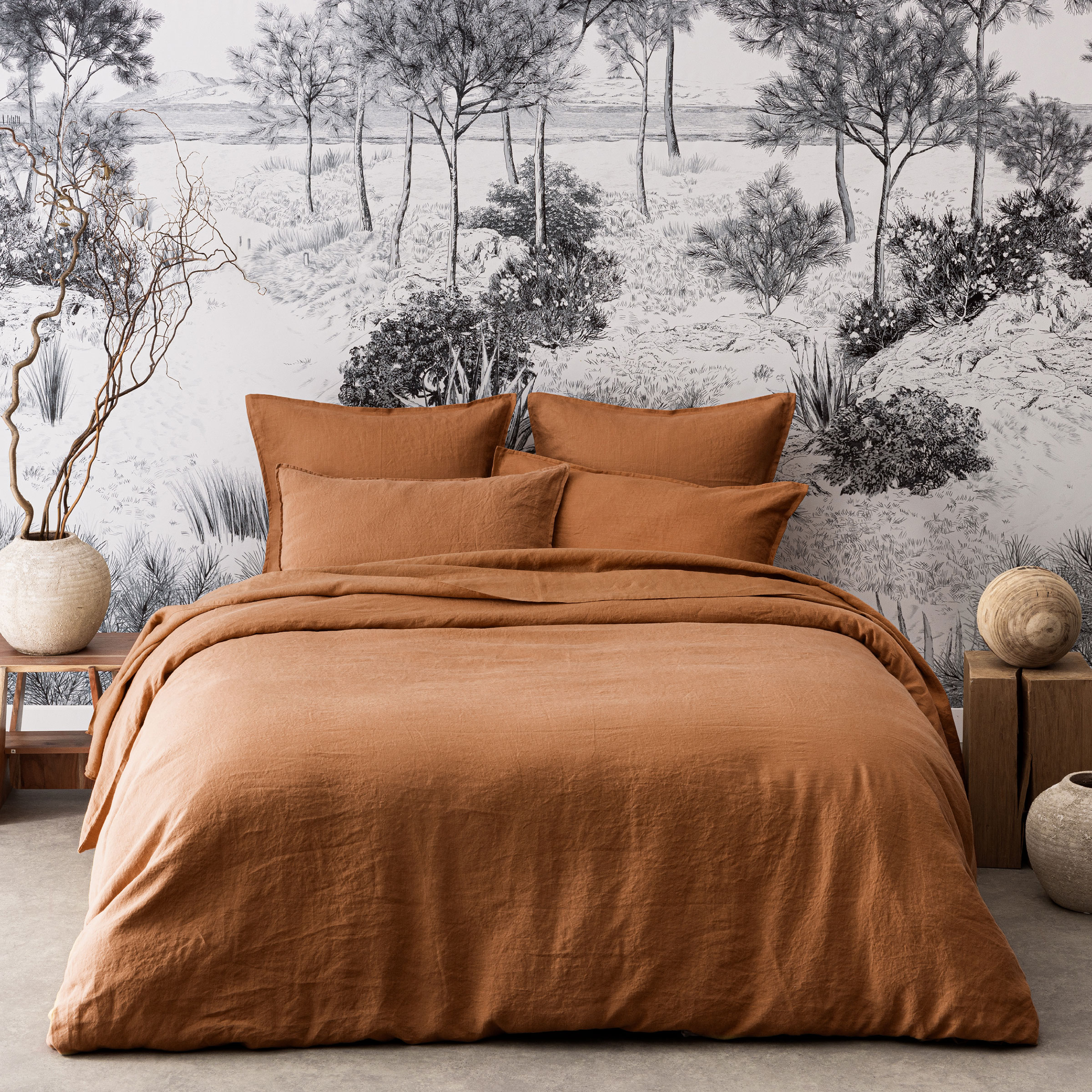 Alexandre Turpault Dekbedovertrek Nouvelle Vague Stonewashed Linnen Teak