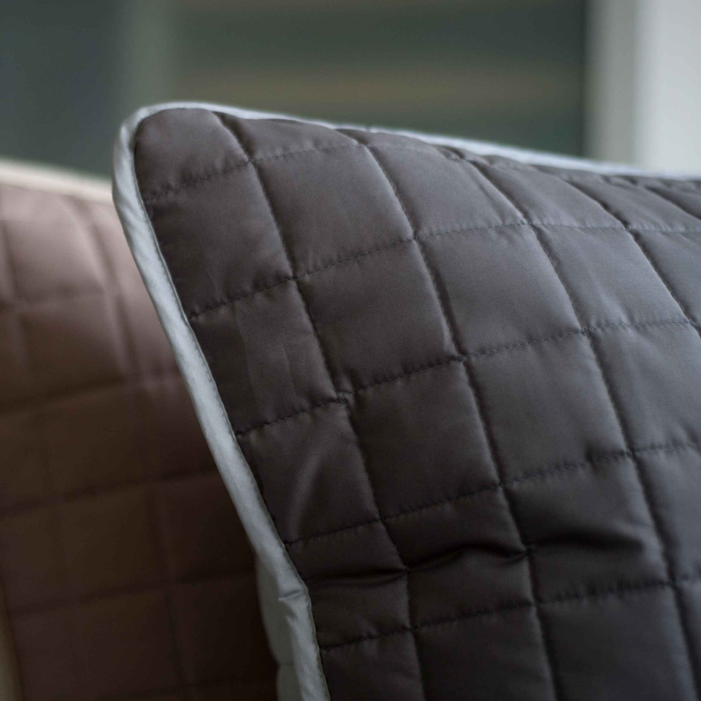 Dommelin Sierkussenhoes Block Percal 200TC Muisgrijs - Leisteengrijs