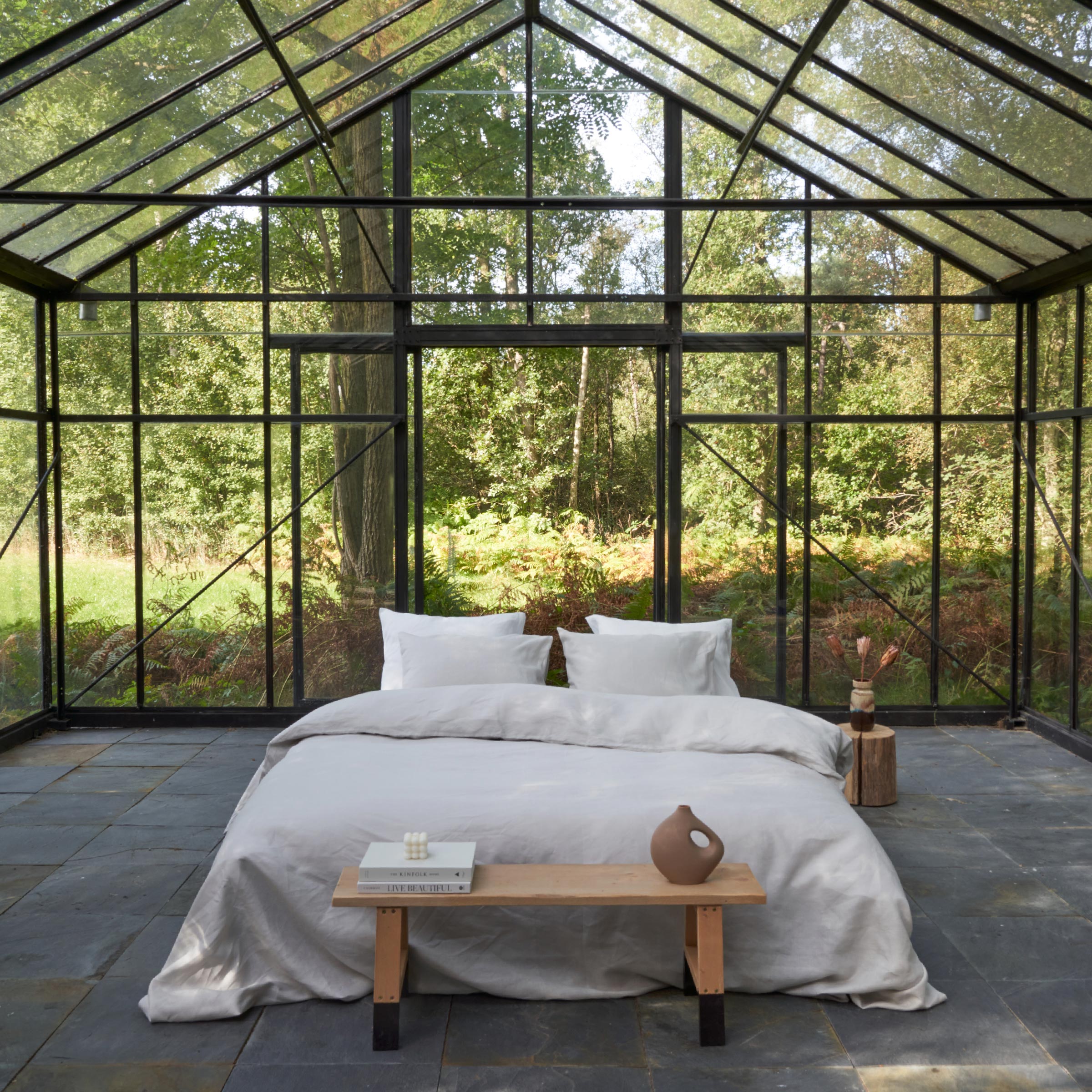 Dommelin Split Hoeslaken Organic Linnen 140TC Wolwit