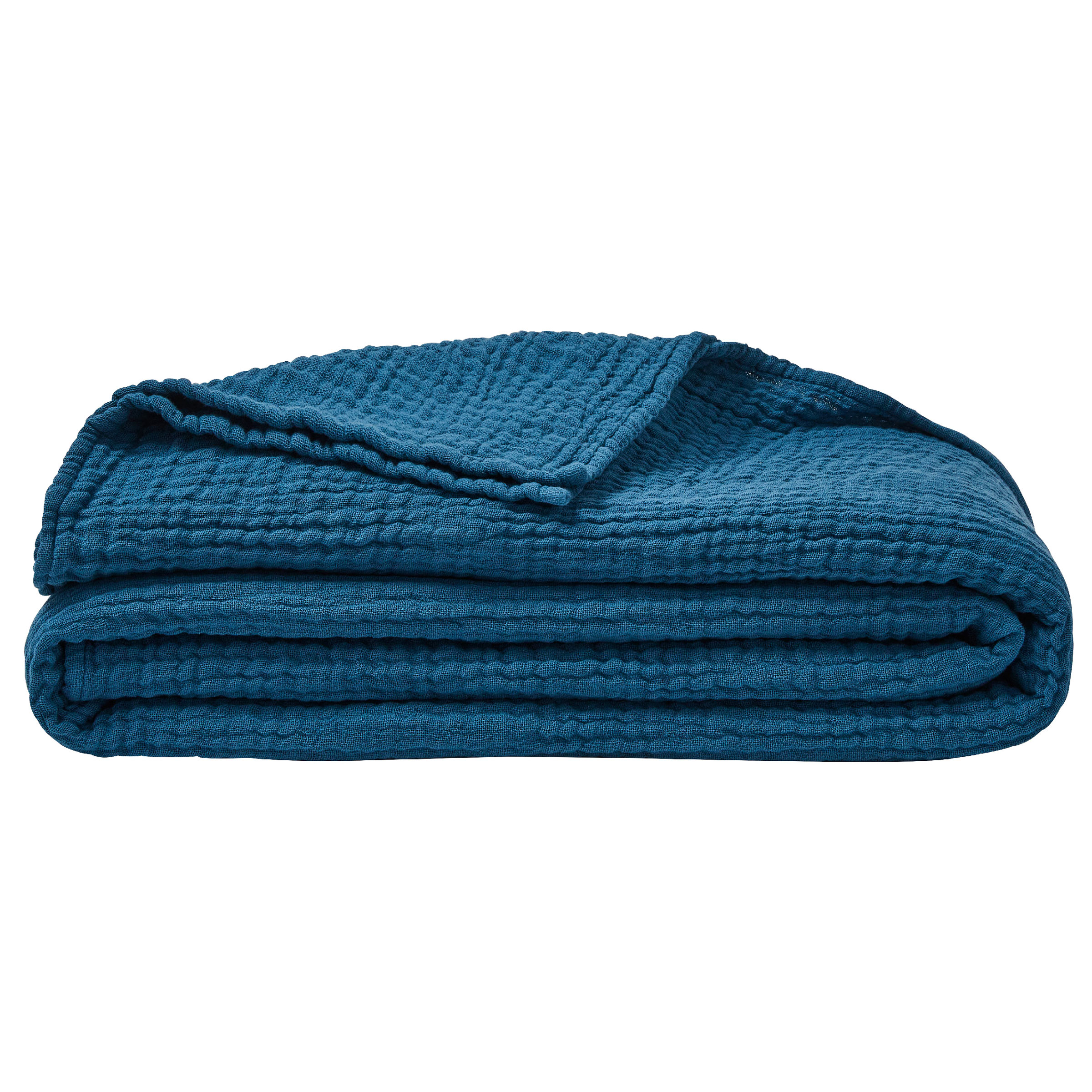 Essix Sprei Jazzy Stonewashed Katoengaas Bleu Petrole 260 x 240 cm