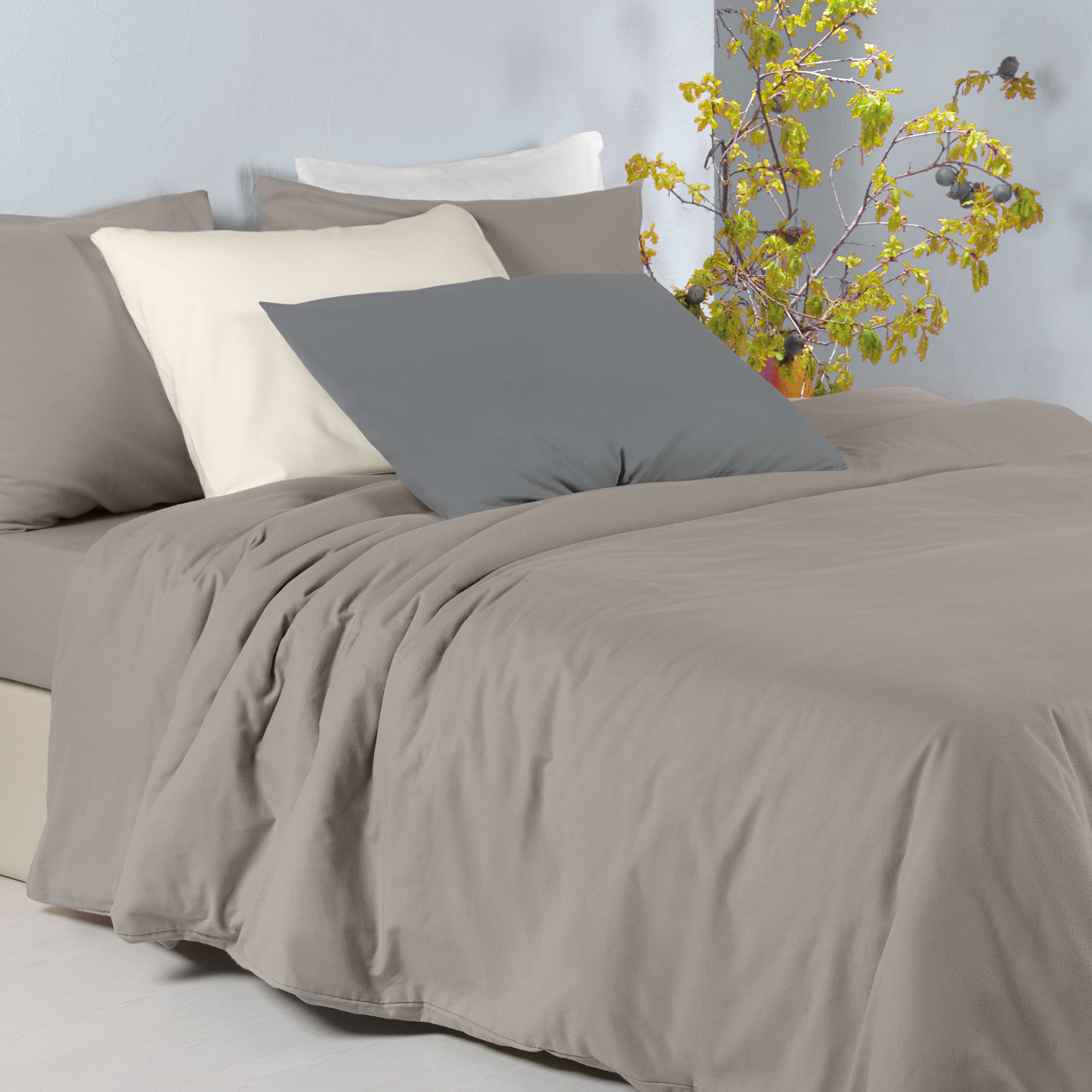 Dommelin Dekbedovertrek Set Flanel Taupe