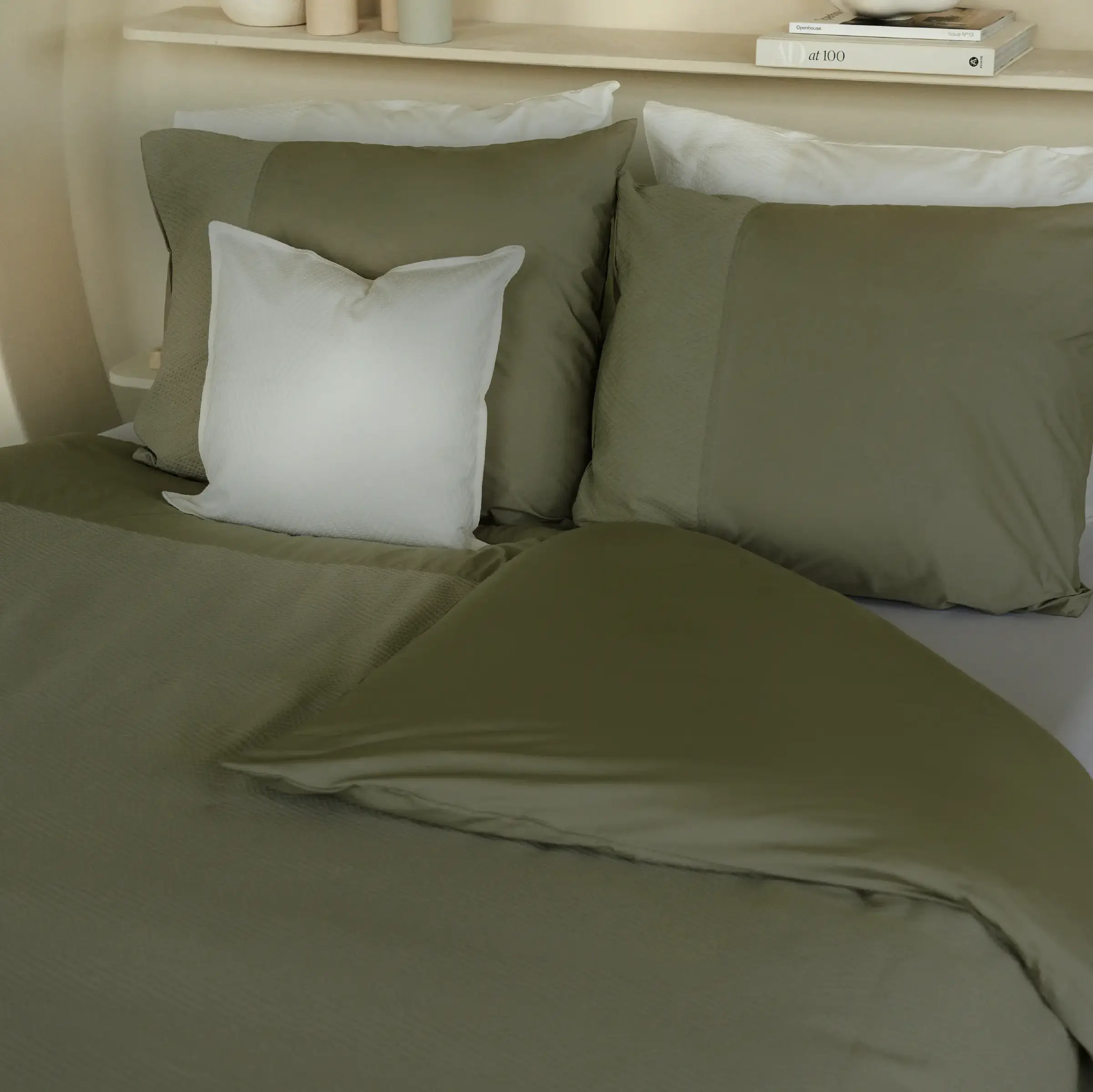 Dommelin Dekbedovertrekset Liva Percal 200TC Olijf