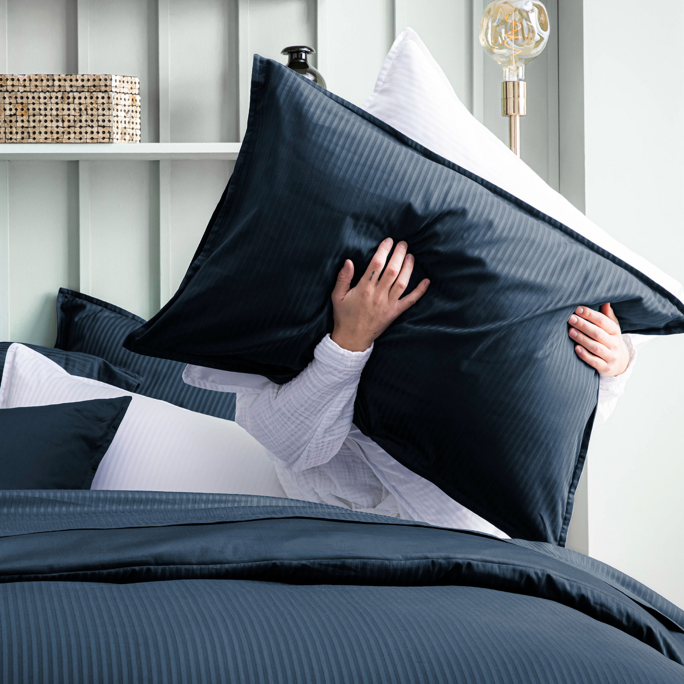 Essix Dekbedovertrek Set Grand Hotel Jacquard Satijn 300TC Bleu Nuit 