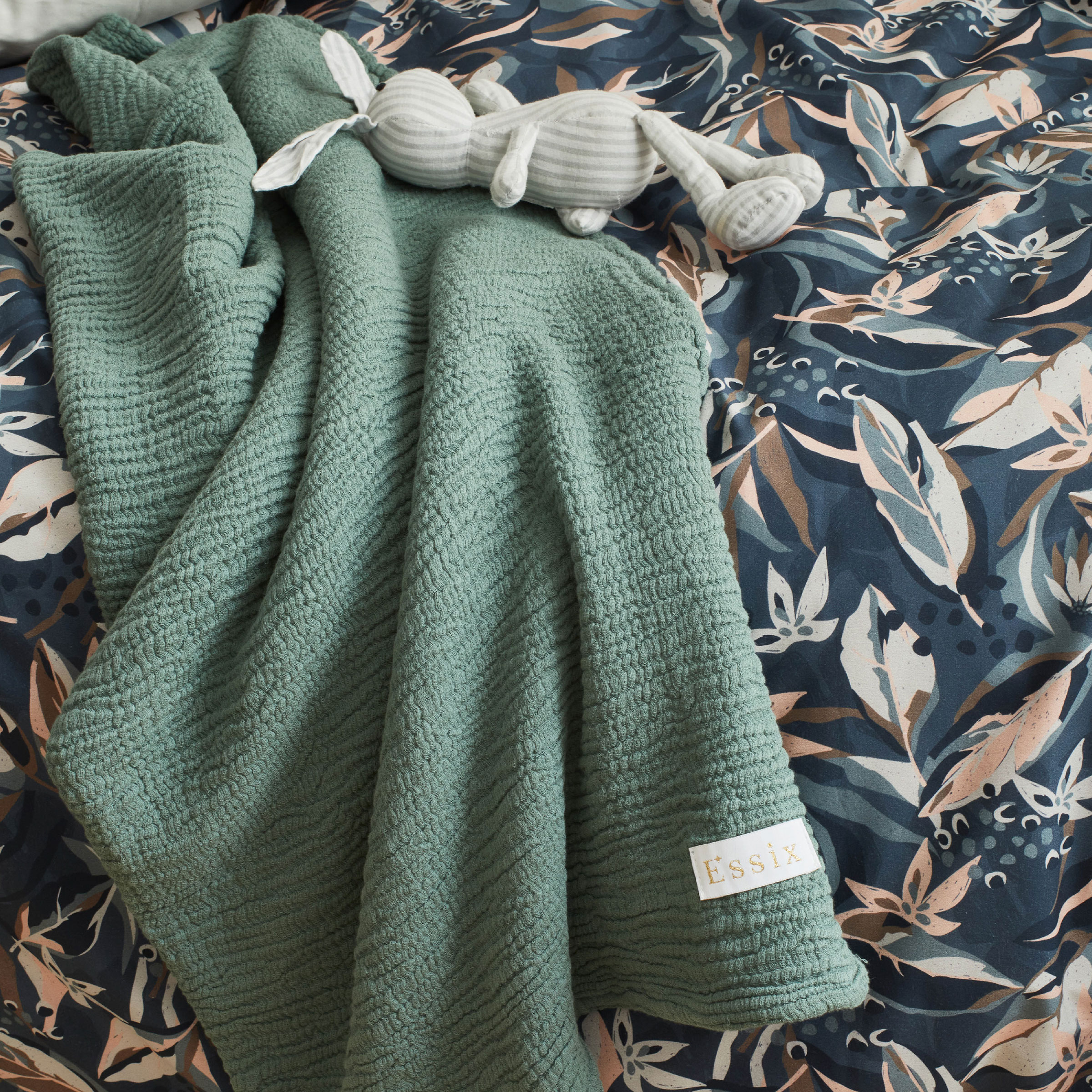 Essix Sprei Jazzy Stonewashed Katoengaas Bleu Petrole 260 x 240 cm